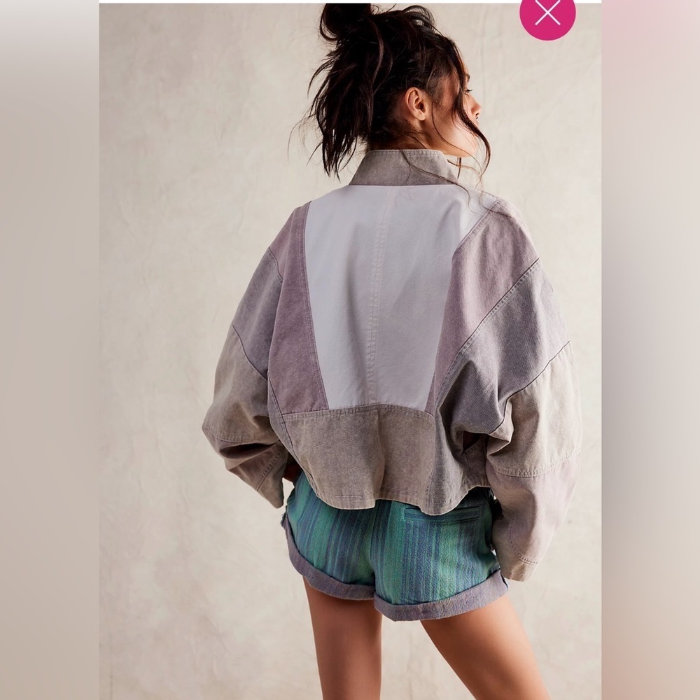 Free People We The Free Toni Pieced Jacket Medium Lavender Combo NWT - Picture 2 of 7